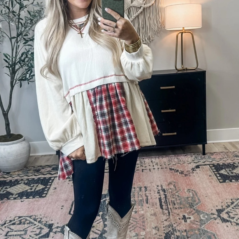 Plaid Patchwork Sweater - Picture 5 of 6